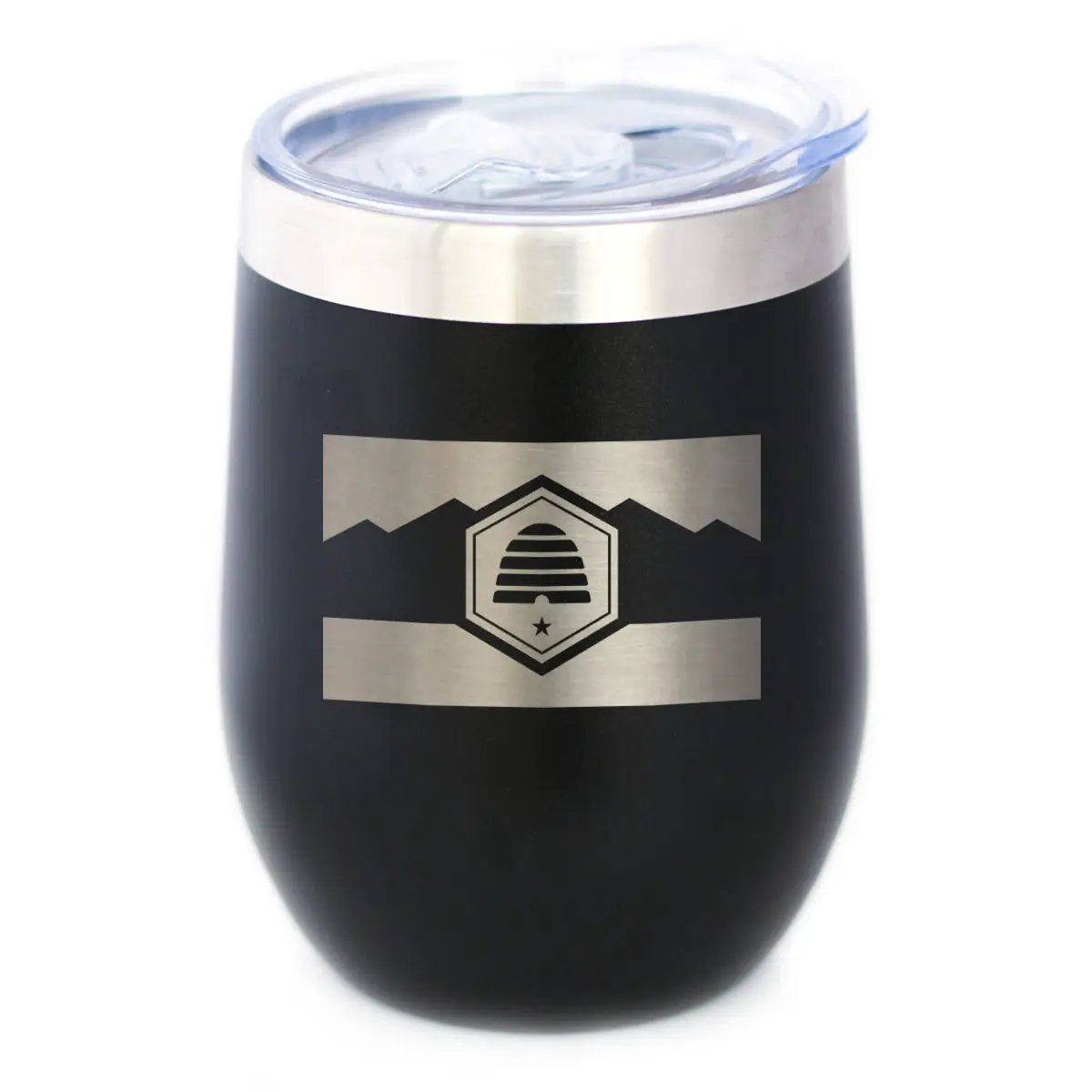 Stemless Wine Tumbler | 12oz Stainless Steel | Vacuum Insulated | Utah Flag