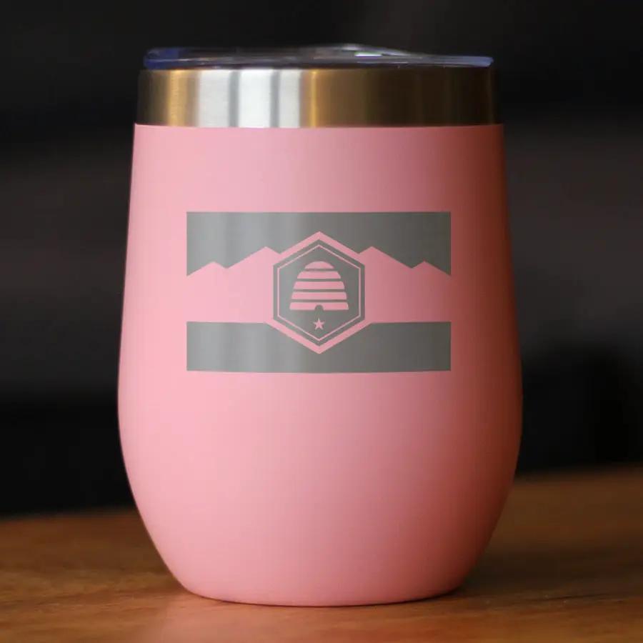 Stemless Wine Tumbler | 12oz Stainless Steel | Vacuum Insulated | Utah Flag