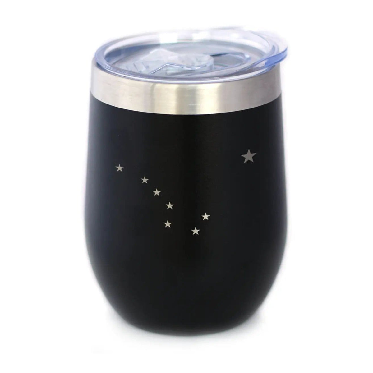 Insulated Stemless Wine Tumbler | 12 oz Stainless Steel | Sliding Lid | Flag of Alaska
