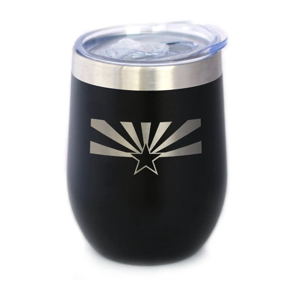 Insulated Stemless Wine Tumbler | 12 oz Stainless Steel | Sliding Lid | Flag of Arizona