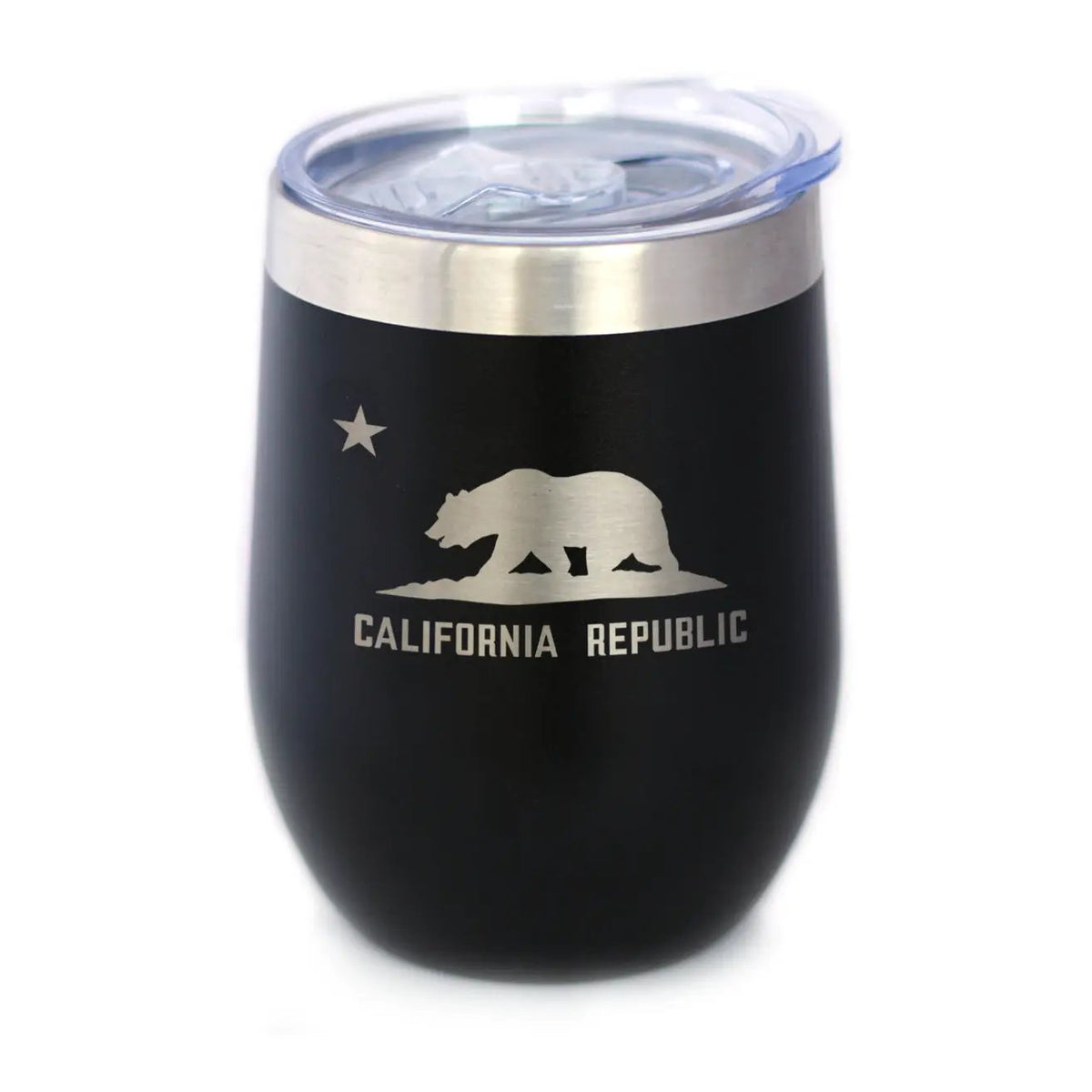 Flag of California Wine Tumbler | 12 Oz Double Wall Stainless Steel | Sliding Lid | California Gifts For Women and