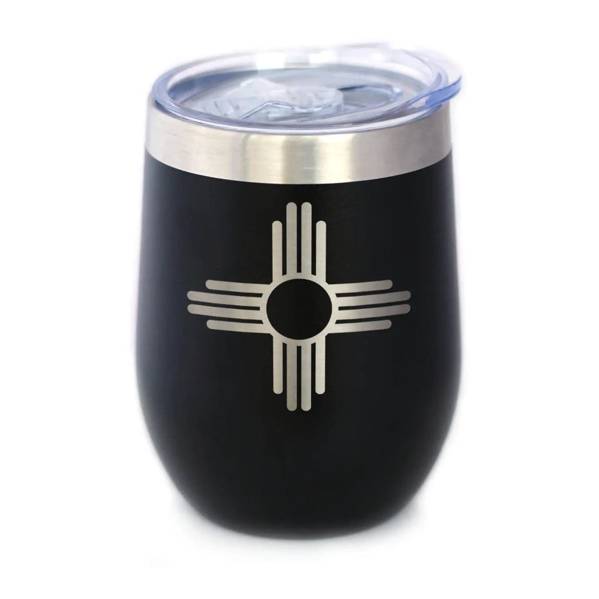 Insulated Stemless Wine Tumbler | 12 oz Stainless Steel | Sliding Lid | Flag of New Mexico