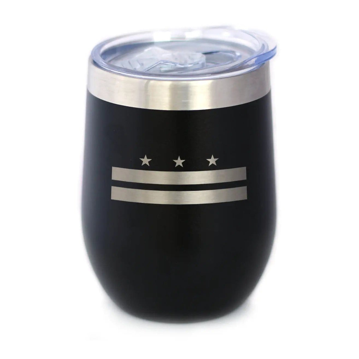 Insulated Stemless Wine Tumbler | 12 oz Stainless Steel | Sliding Lid | Flag of Washington DC