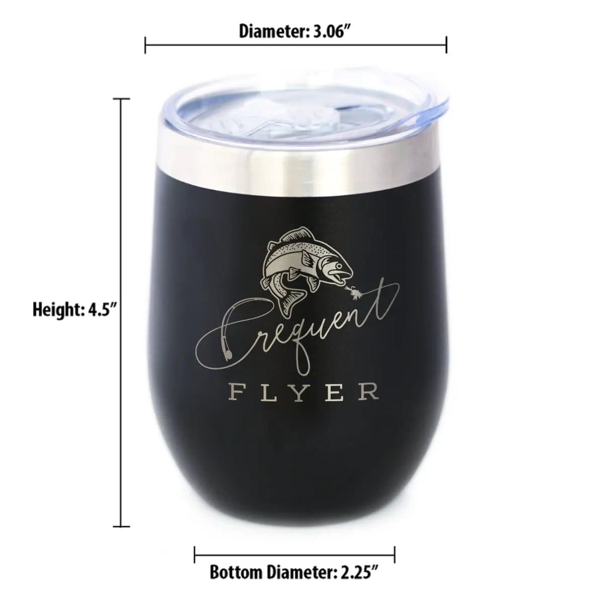 Insulated Coffee Tumbler | 12 oz Stainless Steel | Sliding Lid | Frequent Flyer (Style 2)