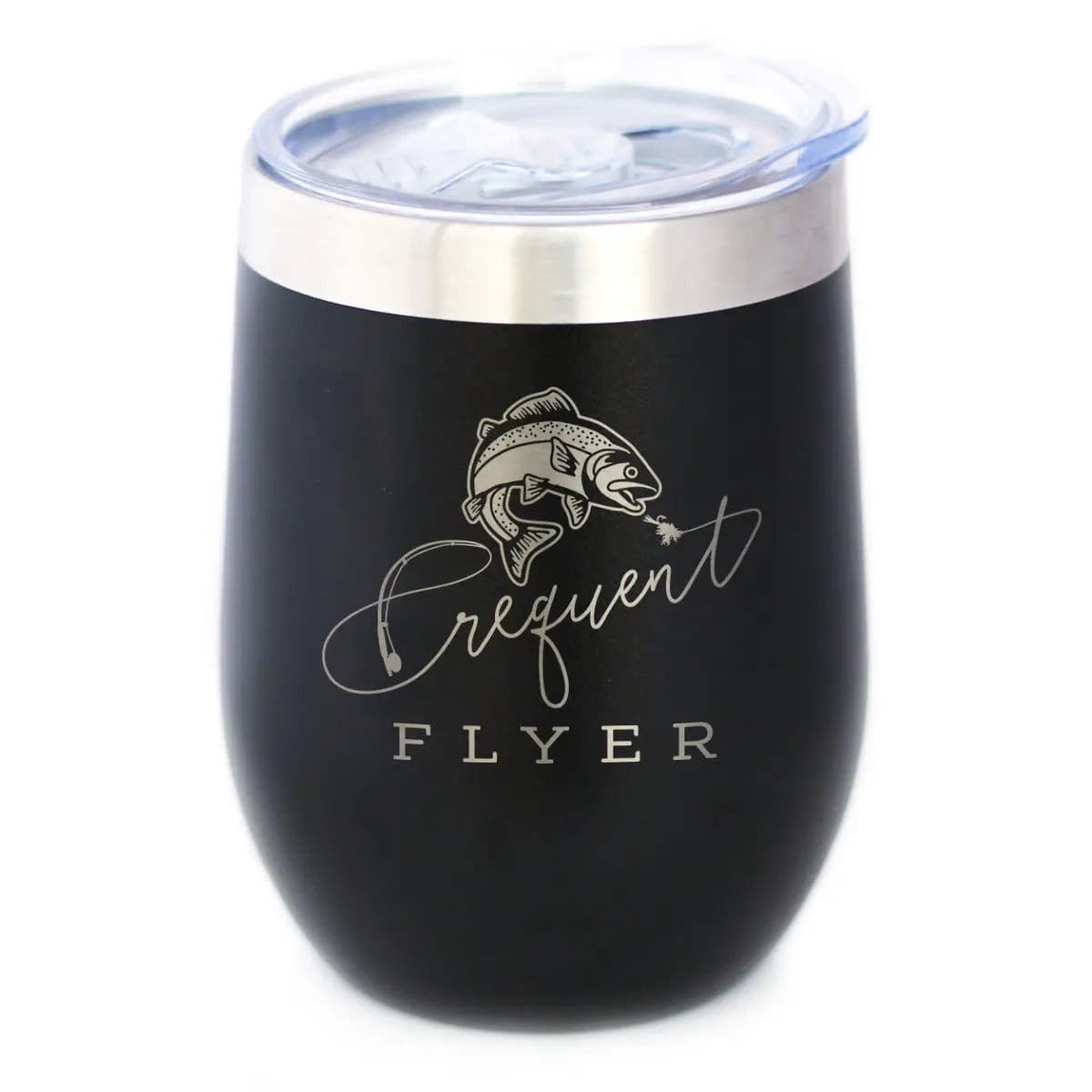 Insulated Coffee Tumbler | 12 oz Stainless Steel | Sliding Lid | Frequent Flyer (Style 2)