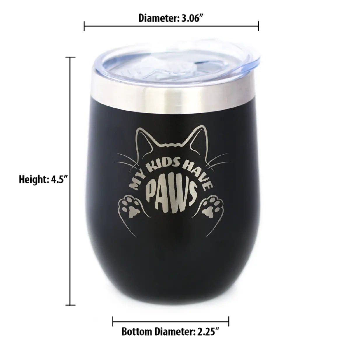 Insulated Coffee Tumbler | 12 oz Stainless Steel | Sliding Lid | Kids Have Paws Cat (Style 2)