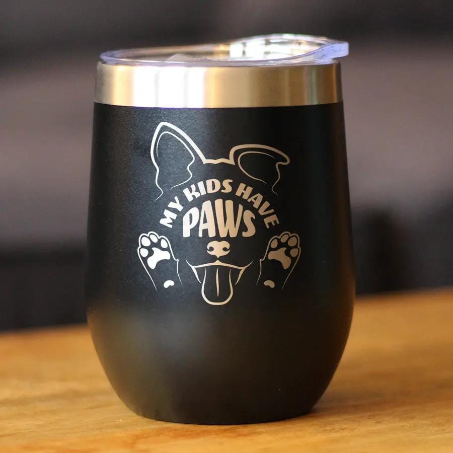 Insulated Coffee Tumbler | 12 oz Stainless Steel | Sliding Lid | Kids Have Paws Dog (Style 2)