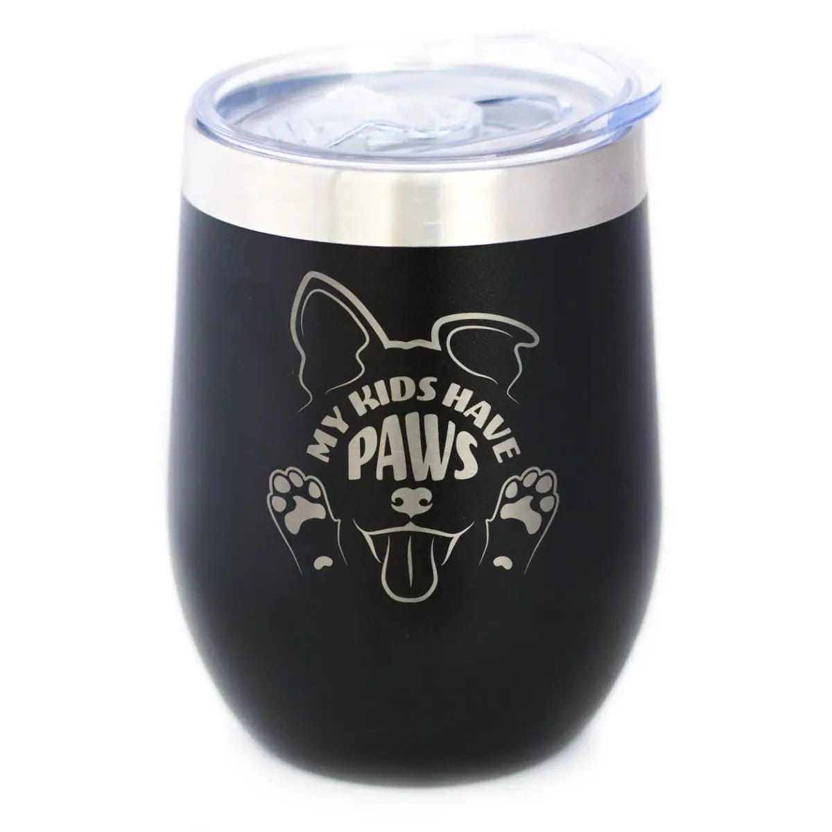 Insulated Coffee Tumbler | 12 oz Stainless Steel | Sliding Lid | Kids Have Paws Dog (Style 2)