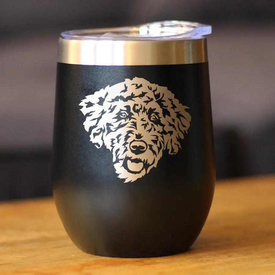 Wine Tumbler | 12 Oz Double Wall | Vacuum Insulated | Labradoodle Print