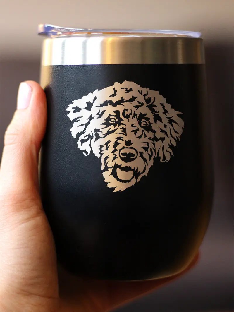 Wine Tumbler | 12 Oz Double Wall | Vacuum Insulated | Labradoodle Print