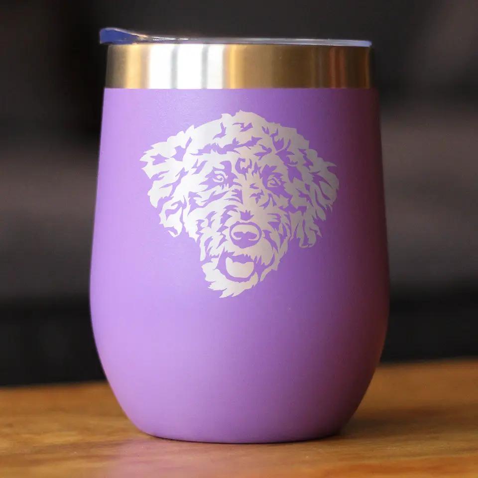 Wine Tumbler | 12 Oz Double Wall | Vacuum Insulated | Labradoodle Print