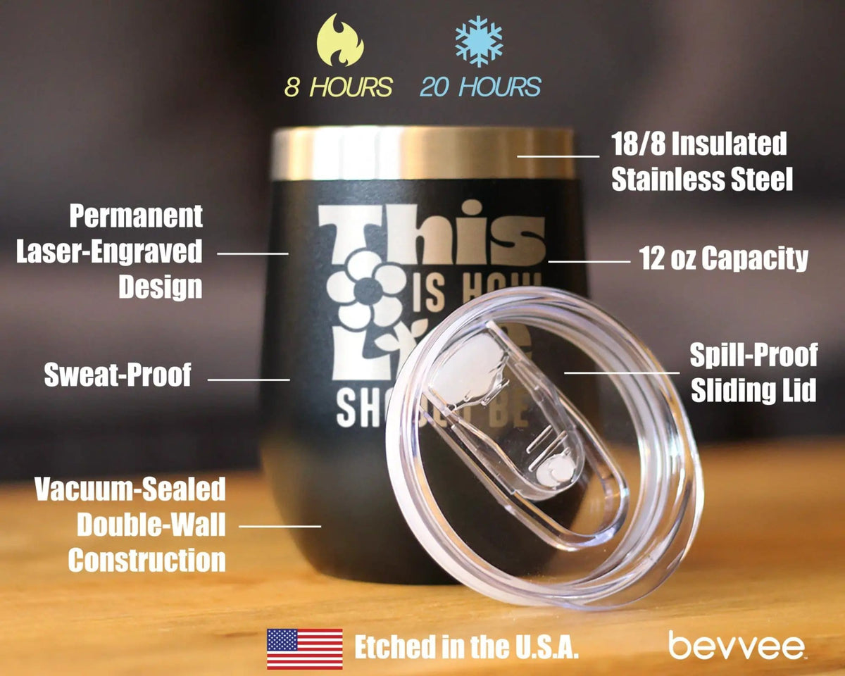 Insulated Coffee Tumbler | 12 oz Stainless Steel | Sliding Lid | This is How Life Should Be