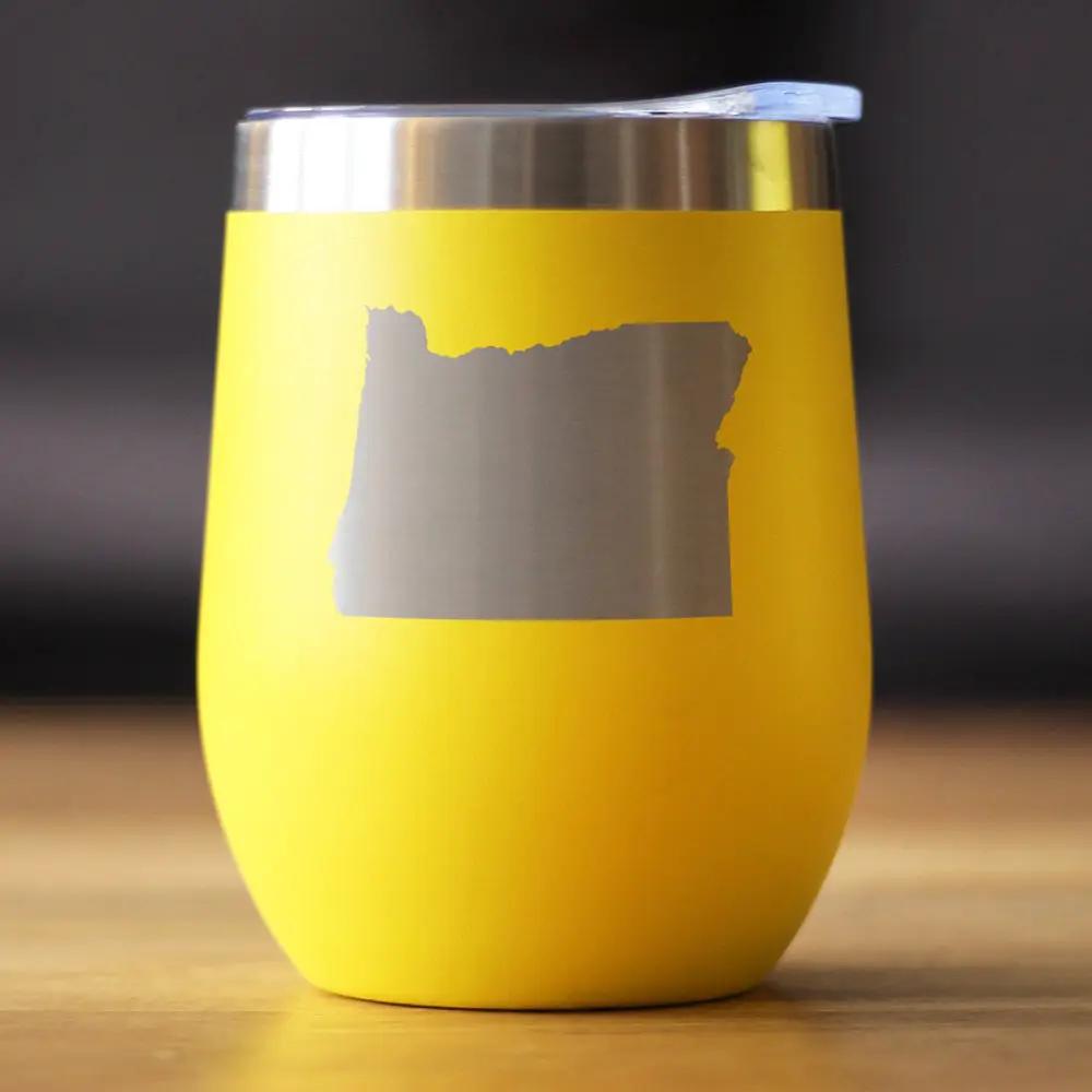 Oregon State Outline Wine Tumbler | 12 Oz | Double Wall Stainless Steel | Sliding Lid