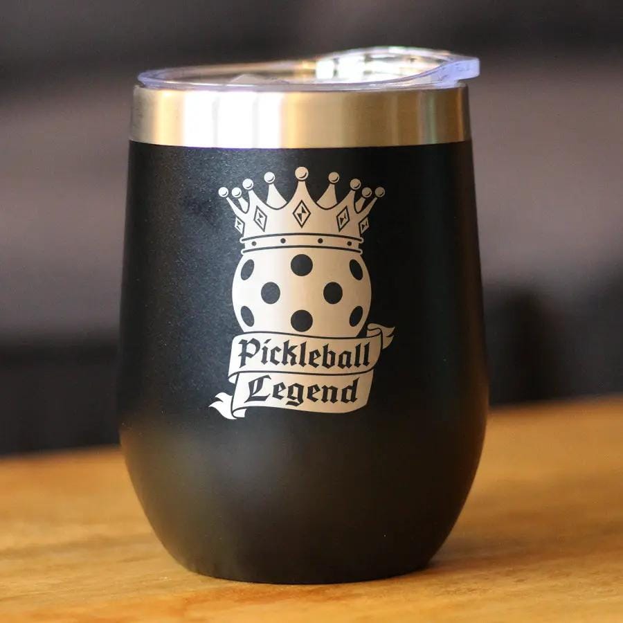 Insulated Coffee Tumbler | 12 oz Stainless Steel | Sliding Lid | Pickleball Legend (Style 2)