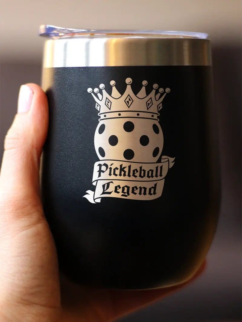 Insulated Coffee Tumbler | 12 oz Stainless Steel | Sliding Lid | Pickleball Legend (Style 2)
