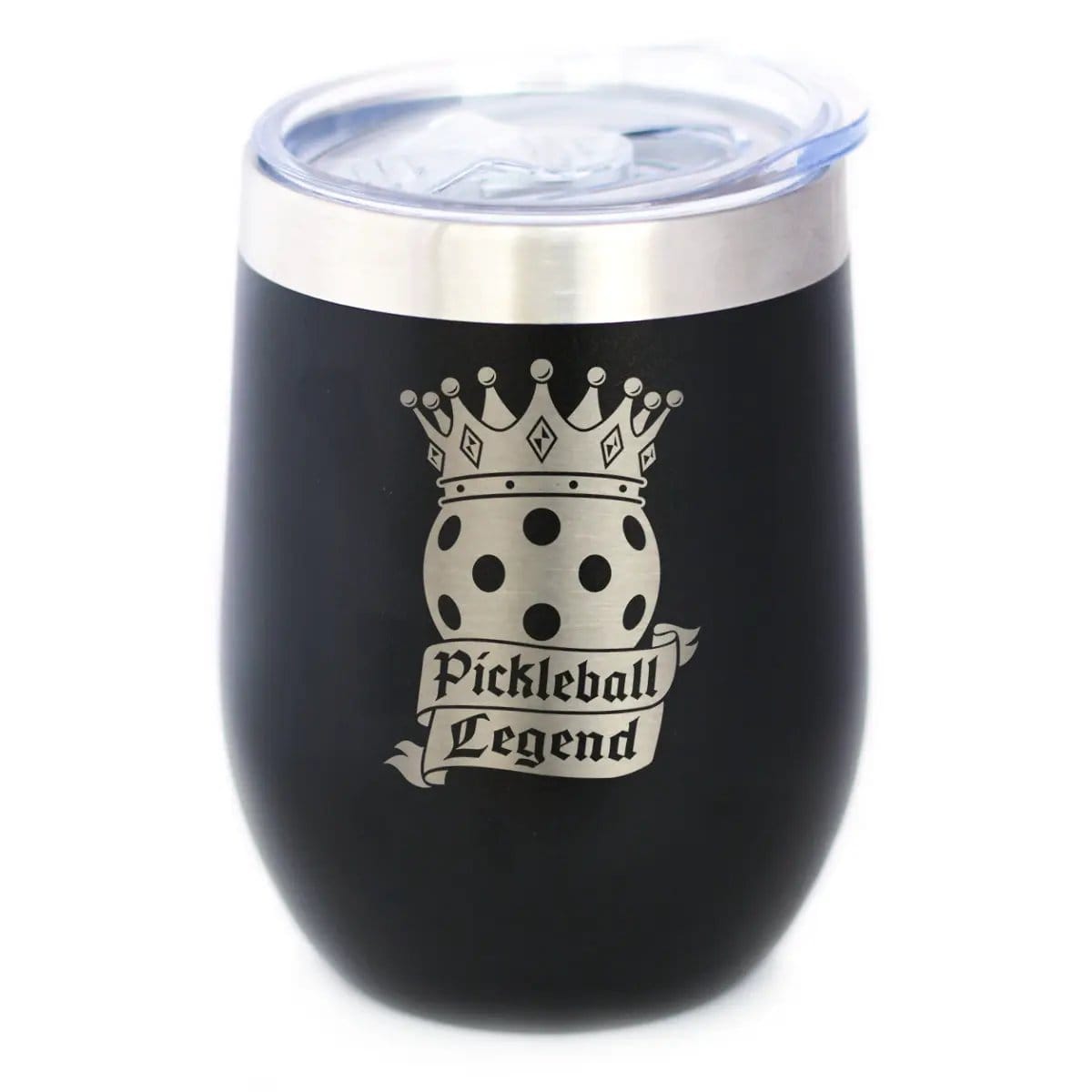Insulated Coffee Tumbler | 12 oz Stainless Steel | Sliding Lid | Pickleball Legend (Style 2)