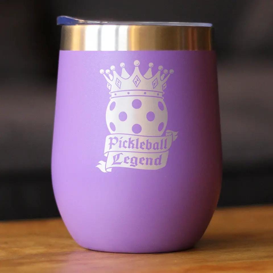 Insulated Coffee Tumbler | 12 oz Stainless Steel | Sliding Lid | Pickleball Legend (Style 2)