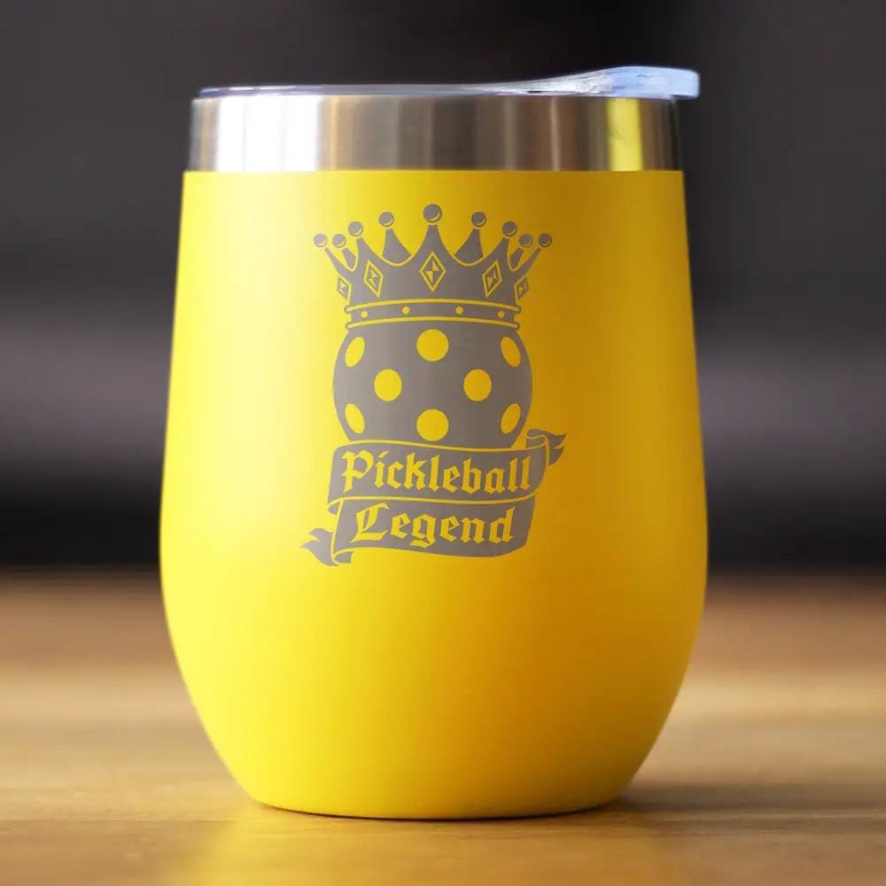 Insulated Coffee Tumbler | 12 oz Stainless Steel | Sliding Lid | Pickleball Legend (Style 2)