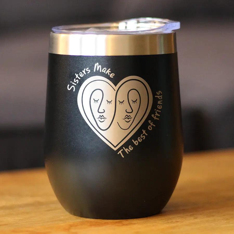 Stemless Wine Tumbler | Double Wall Insulated | 12 Oz With Sliding Lid