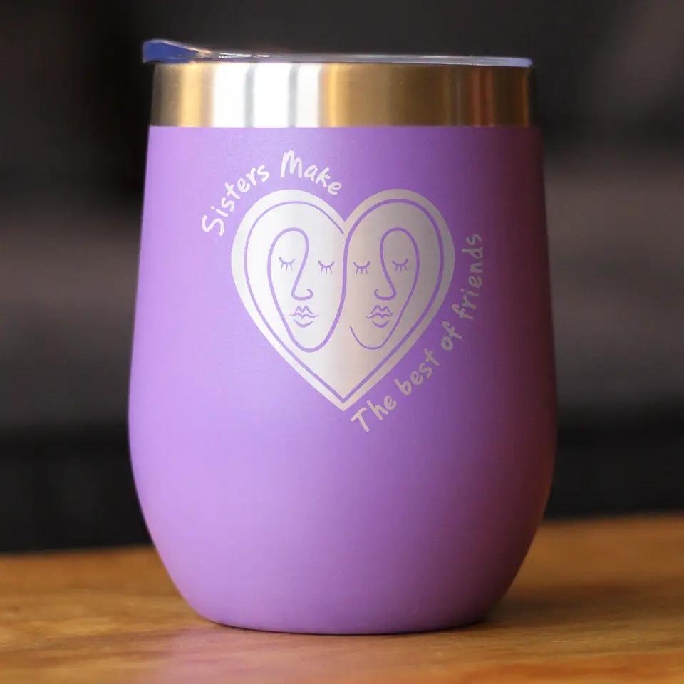 Stemless Wine Tumbler | Double Wall Insulated | 12 Oz With Sliding Lid