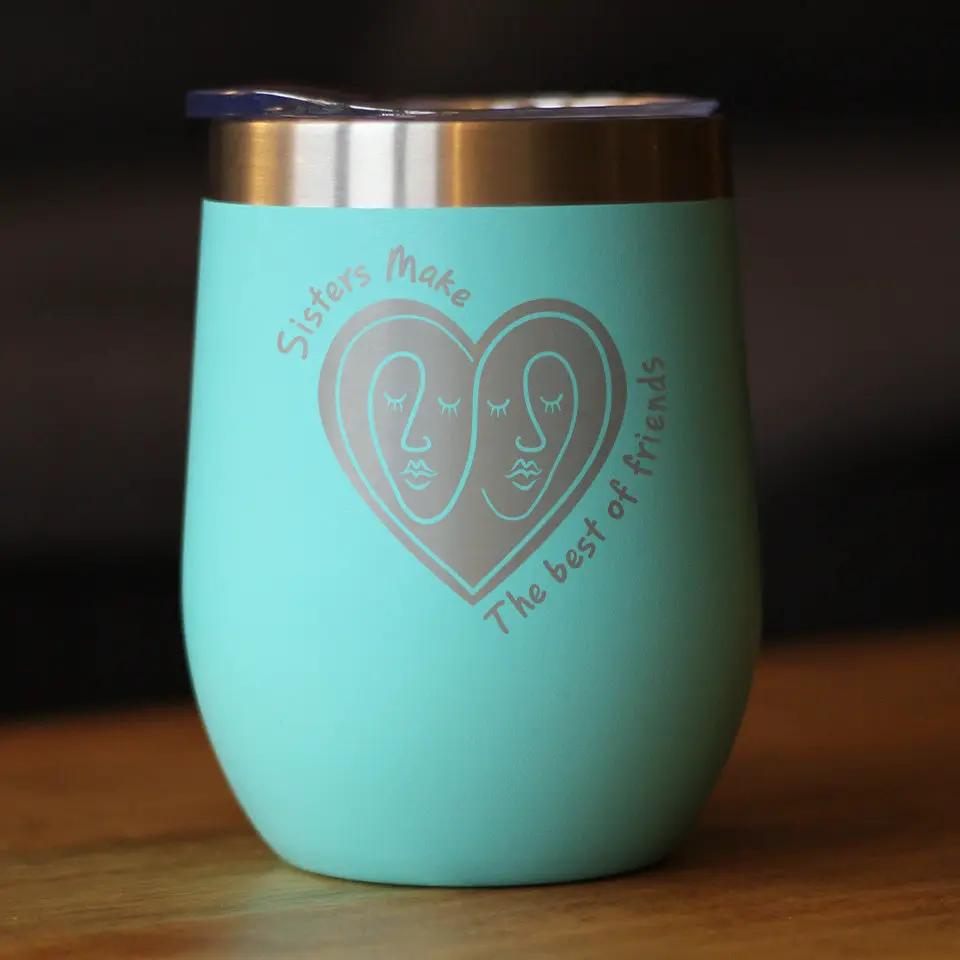 Stemless Wine Tumbler | Double Wall Insulated | 12 Oz With Sliding Lid