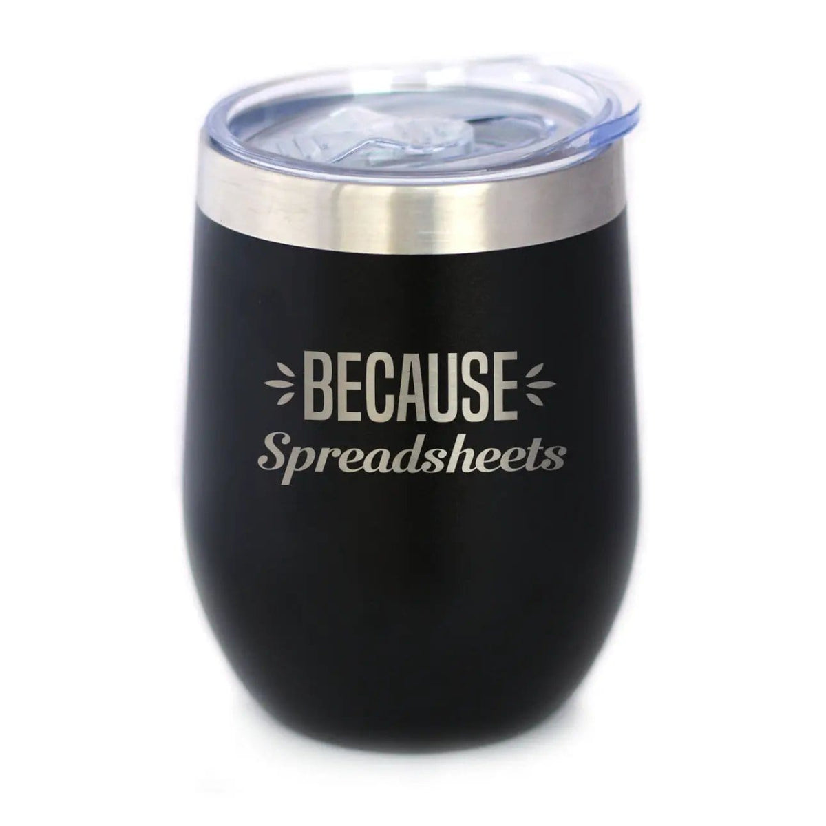 Insulated Stemless Wine Tumbler | 12 oz Stainless Steel | Sliding Lid | Because Spreadsheets