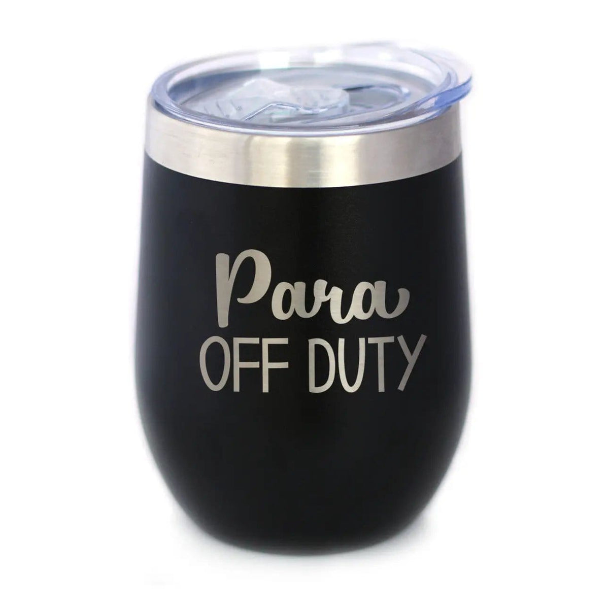 Insulated Stemless Wine Tumbler | 12 oz Stainless Steel | Sliding Lid | Para Off Duty