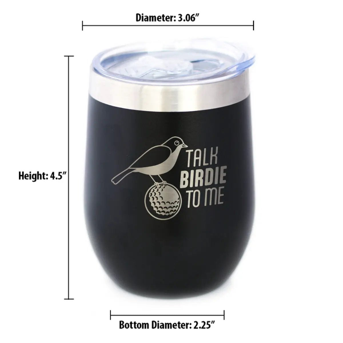 Funny Golf Gifts Wine Tumbler | 12 Oz Double Wall Stainless Steel | Sliding Lid | Talk Birdie to Me