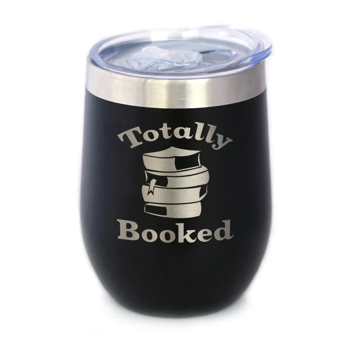 Insulated Stemless Wine Tumbler | 12 oz Stainless Steel | Sliding Lid | Totally Booked