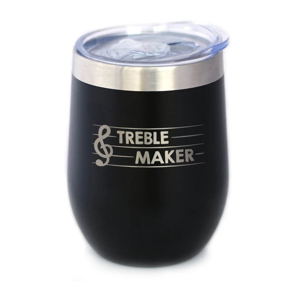 Insulated Stemless Wine Tumbler | 12 oz Stainless Steel | Sliding Lid | Treble Maker