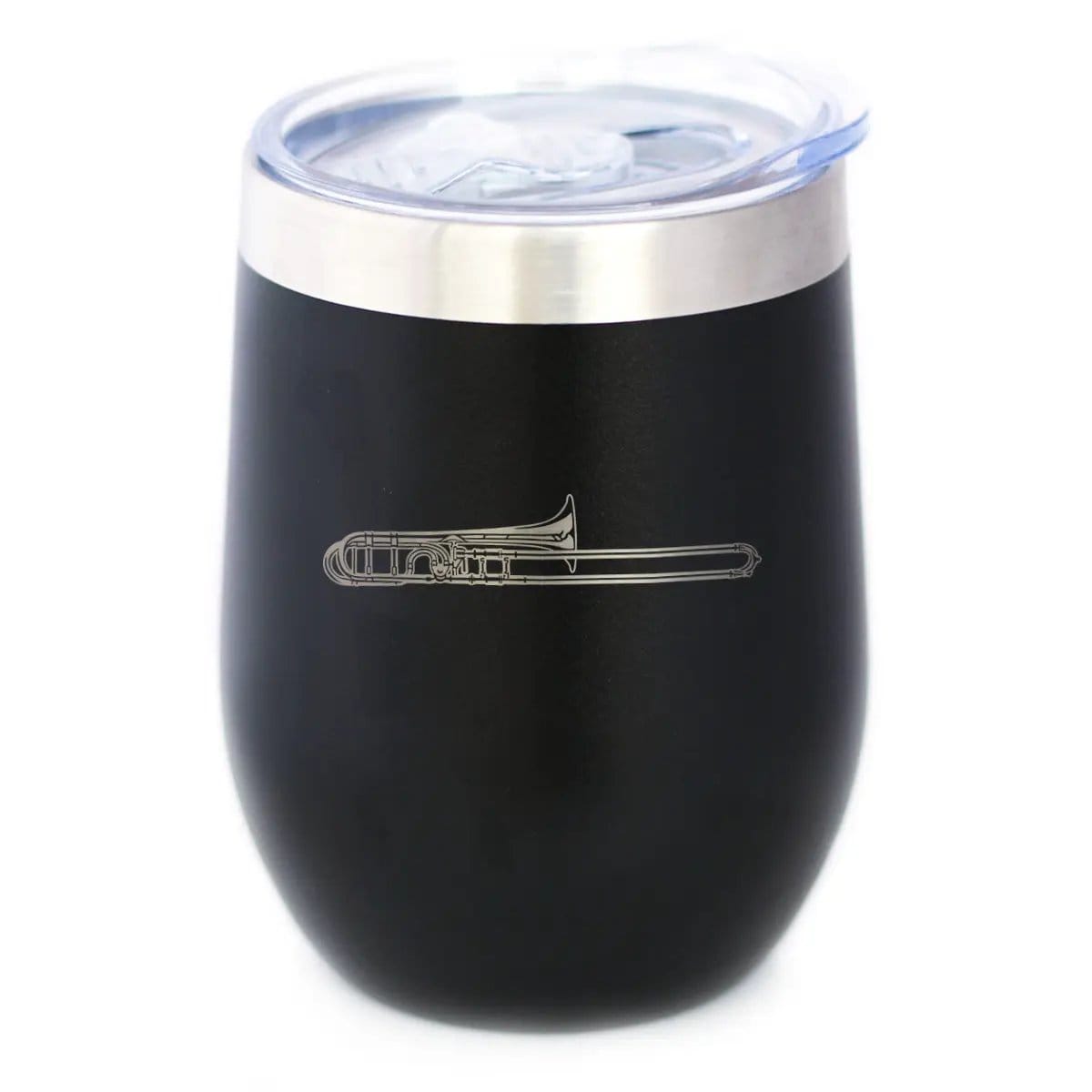 Insulated Coffee Tumbler | 12 oz Stainless Steel | Sliding Lid | Trombone (Style 2)