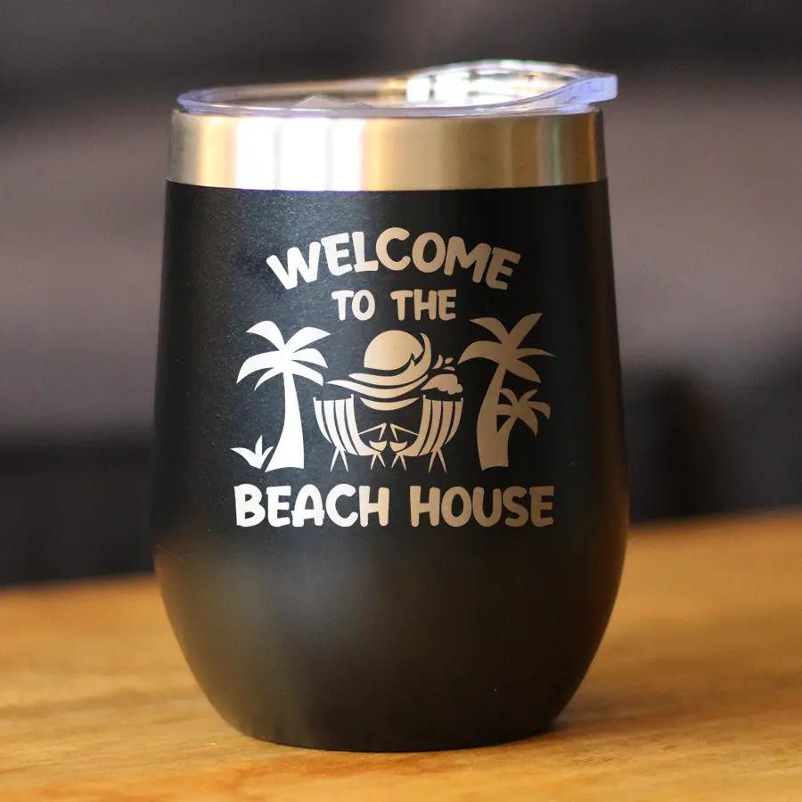 Stemless Wine Tumbler | 12 Oz | Clear Lid | Double Wall Insulated