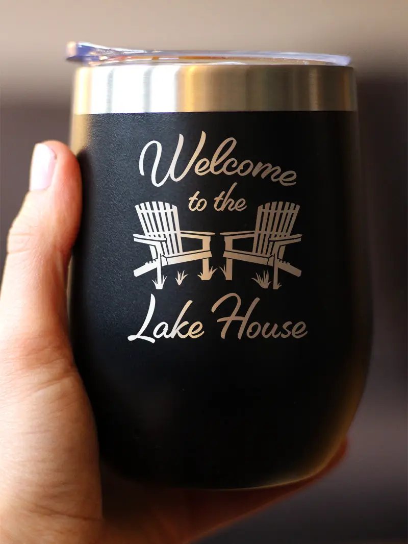 Stemless Wine Tumbler | 12 Oz | Double Wall Insulated | With Sliding Lid
