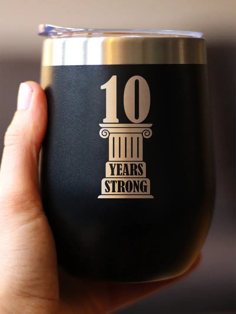 Insulated Coffee Tumbler | 12 oz Stainless Steel | Sliding Lid | 10th Anniversary Party Decor