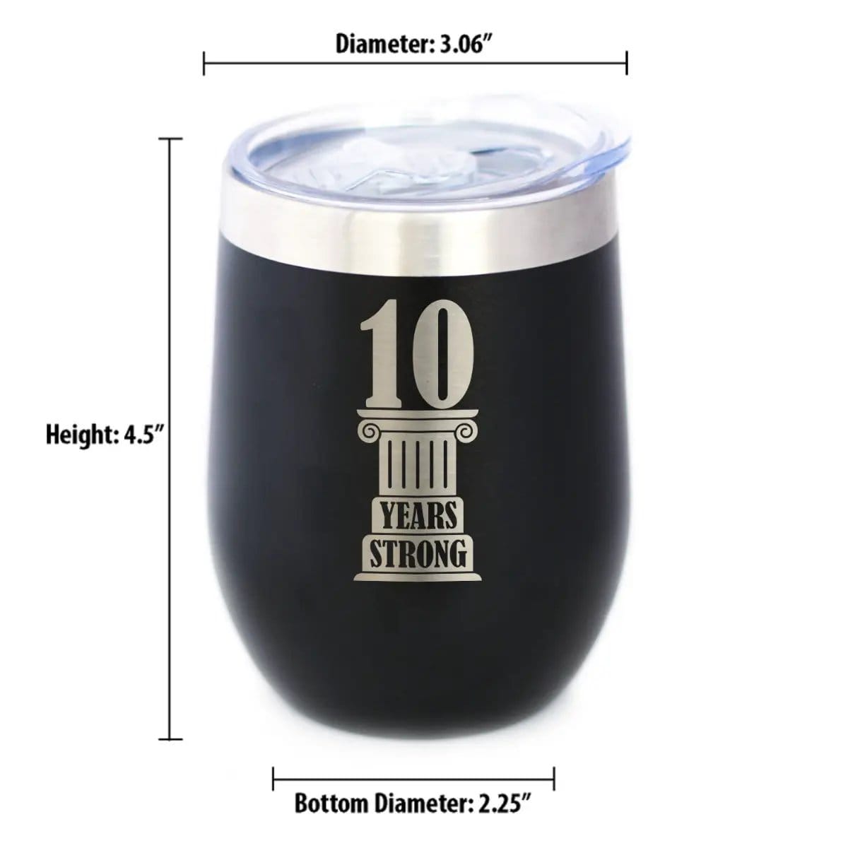 Insulated Coffee Tumbler | 12 oz Stainless Steel | Sliding Lid | 10th Anniversary Party Decor