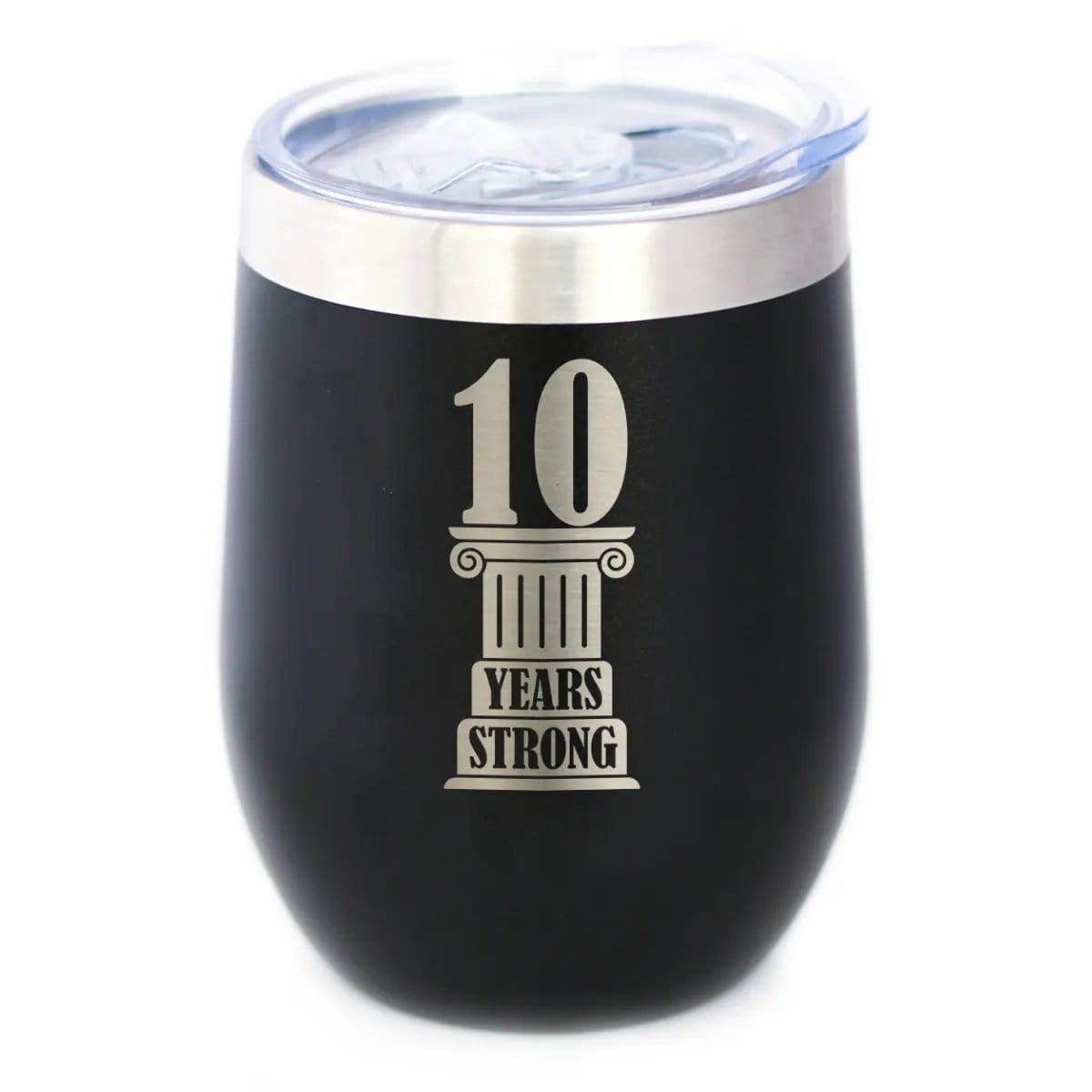 Insulated Coffee Tumbler | 12 oz Stainless Steel | Sliding Lid | 10th Anniversary Party Decor
