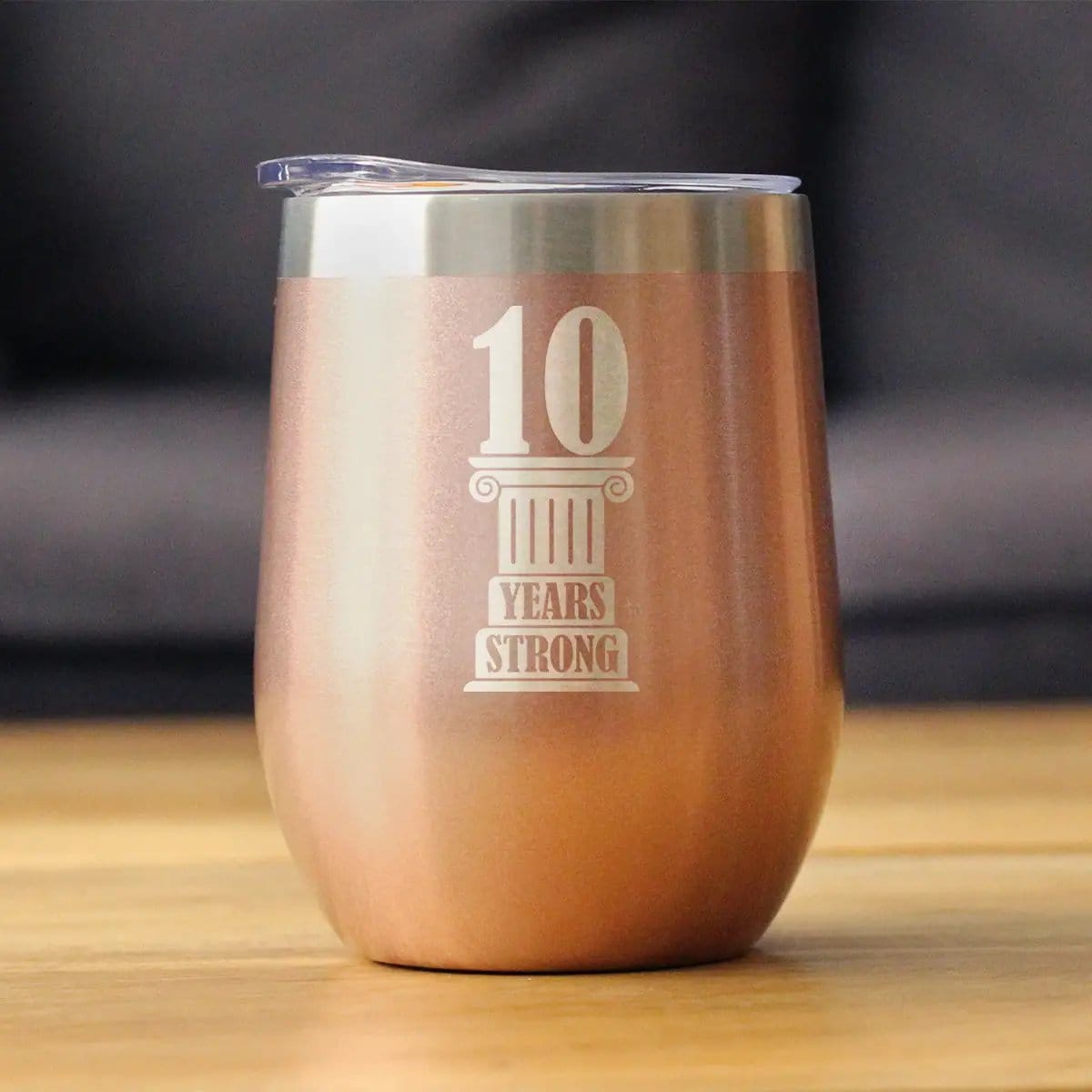 Insulated Coffee Tumbler | 12 oz Stainless Steel | Sliding Lid | 10th Anniversary Party Decor