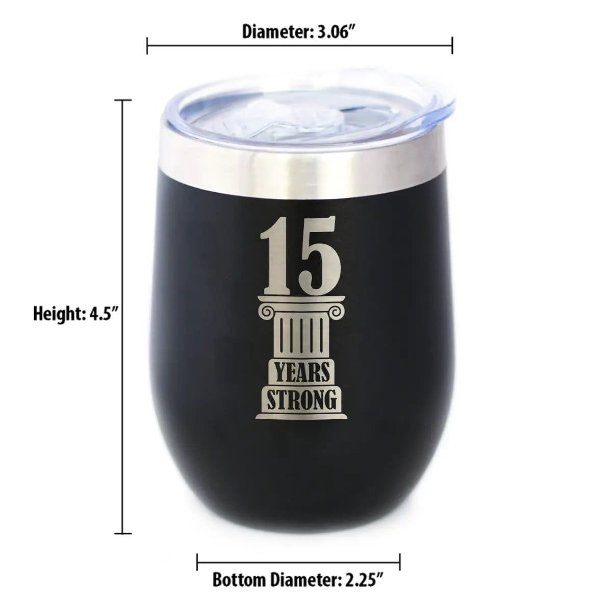 Insulated Coffee Tumbler | 12 oz Stainless Steel | Sliding Lid | 15th Anniversary Party Decor
