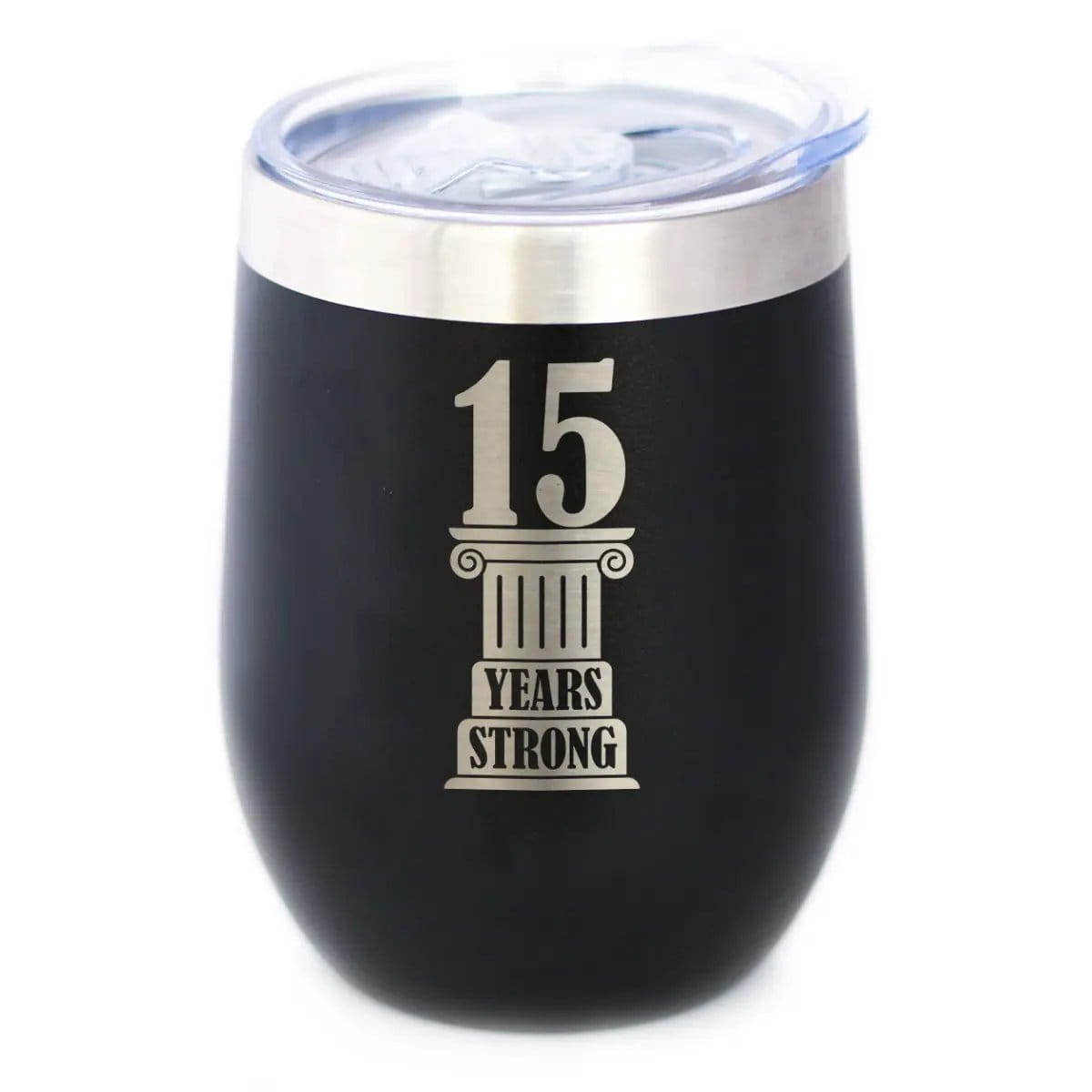 Insulated Coffee Tumbler | 12 oz Stainless Steel | Sliding Lid | 15th Anniversary Party Decor
