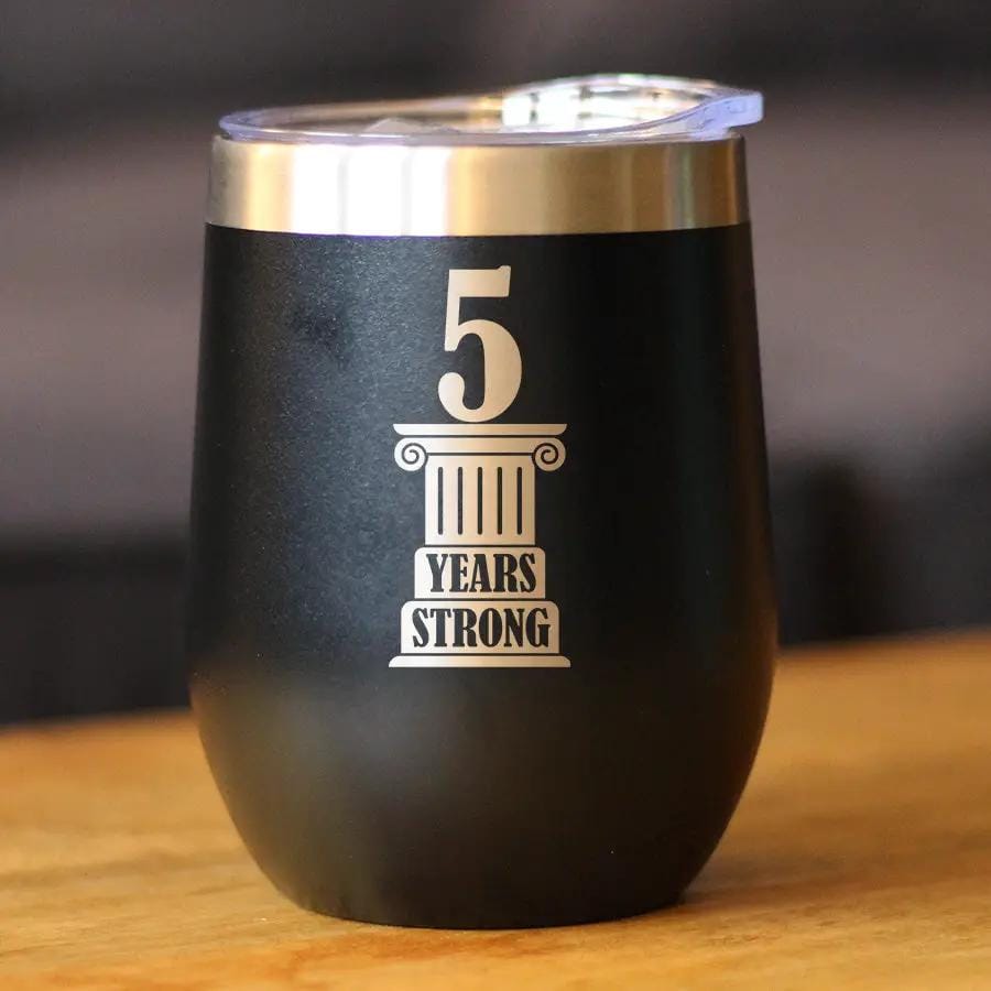 Insulated Coffee Tumbler | 12 oz Stainless Steel | Sliding Lid | 5th Anniversary Party Decor