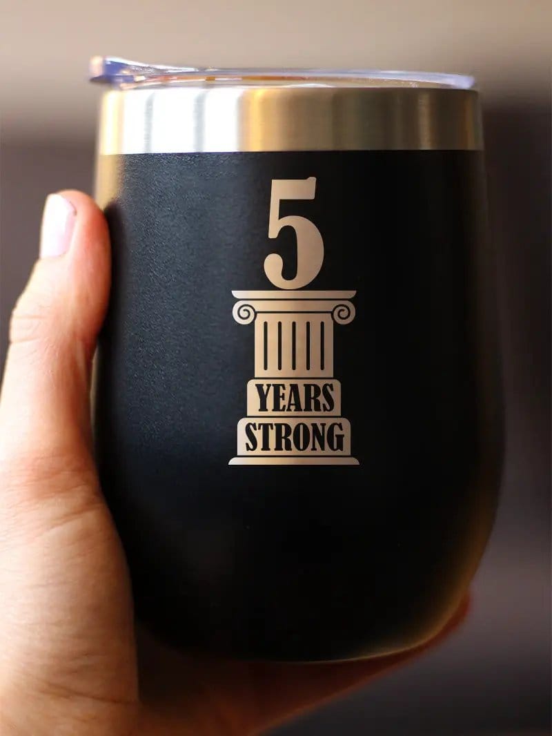 Insulated Coffee Tumbler | 12 oz Stainless Steel | Sliding Lid | 5th Anniversary Party Decor