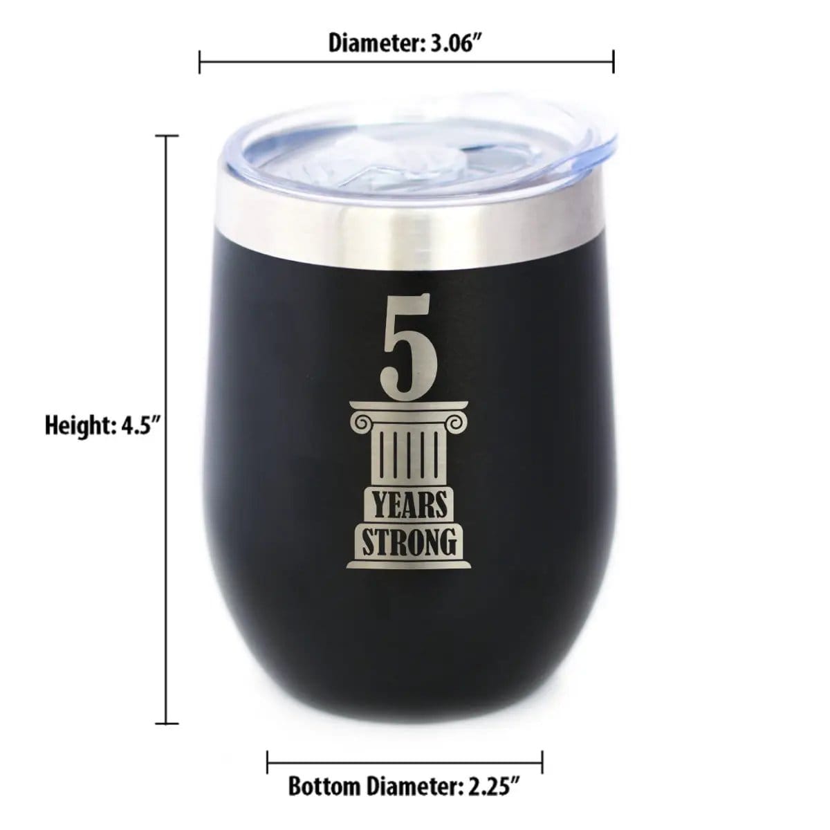 Insulated Coffee Tumbler | 12 oz Stainless Steel | Sliding Lid | 5th Anniversary Party Decor