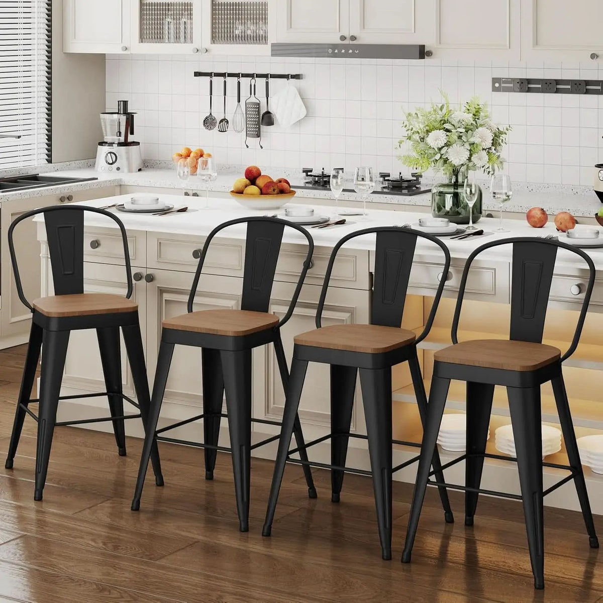 Industrial 24 Inch Bar Stools Set of Four from PriceLows™