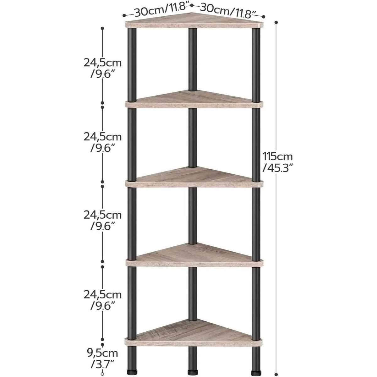Industrial 5 Tier Corner Shelf Stand With Metal Frame from PriceLows™