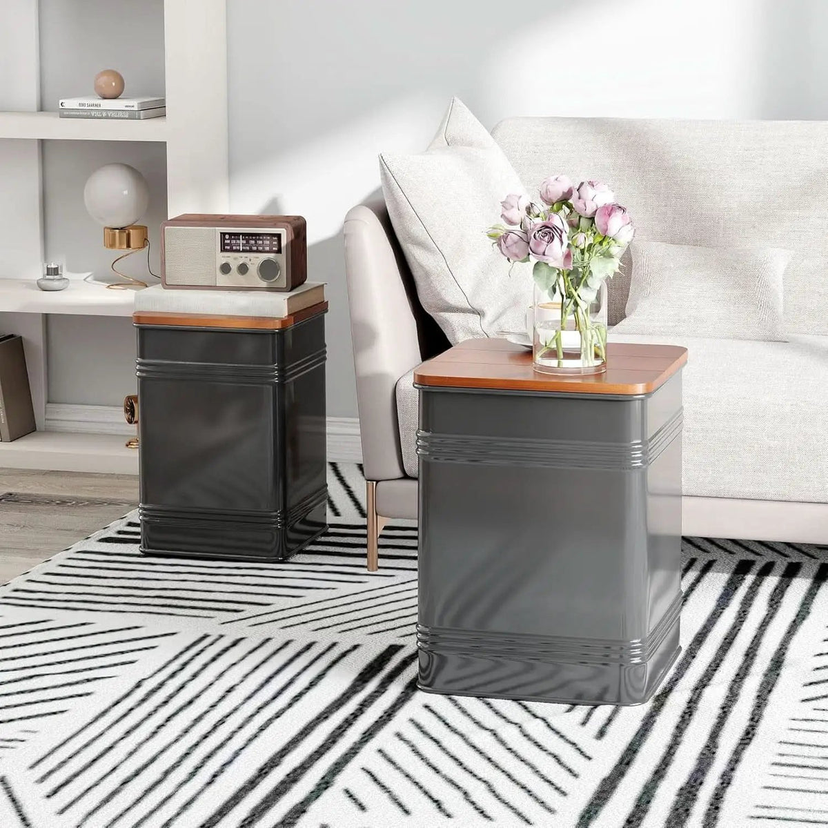 Industrial Black Storage Ottoman With Removable Lid from PriceLows™