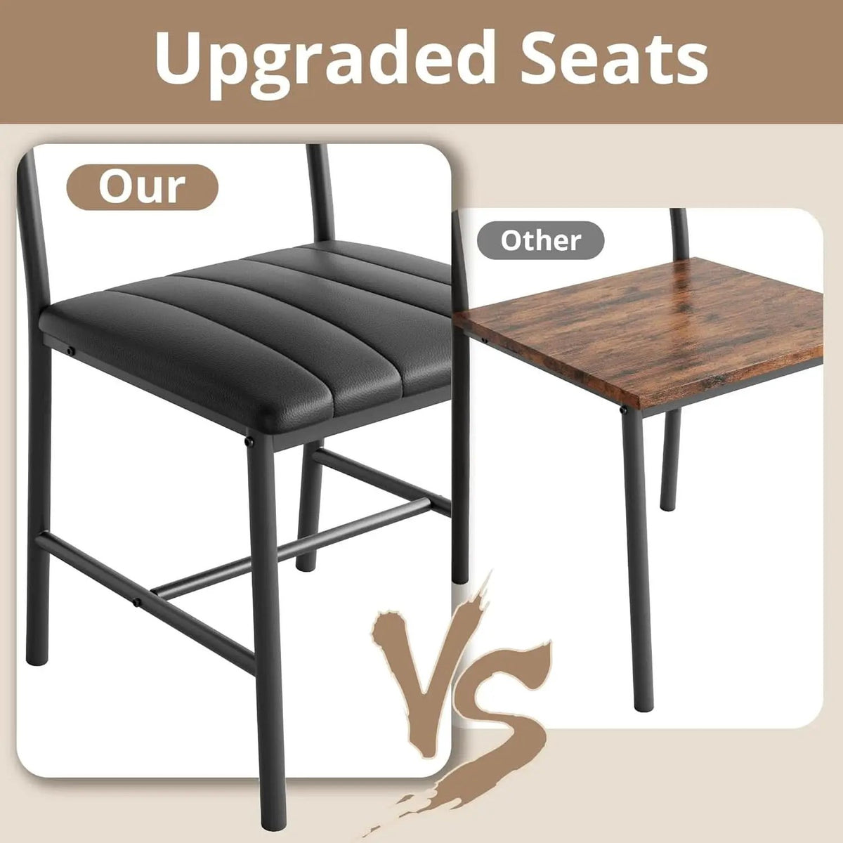 Industrial Dining Room Table Set For Four Rustic Brown from PriceLows™