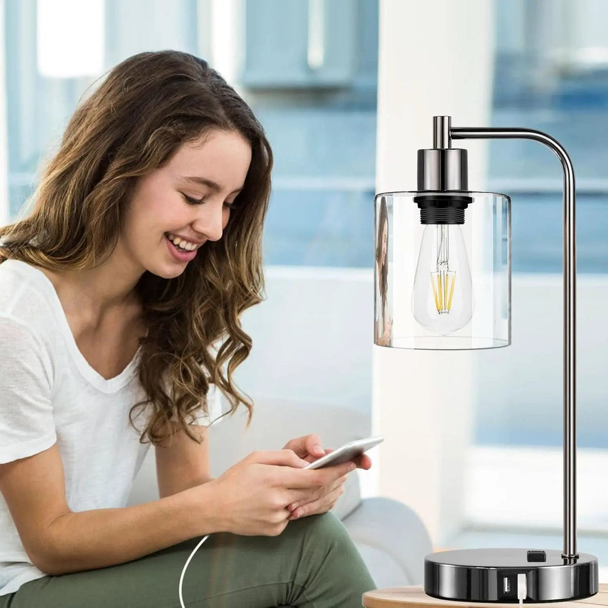 Industrial Table Lamps Black Nickel Touch Control Dimmable from PriceLows™