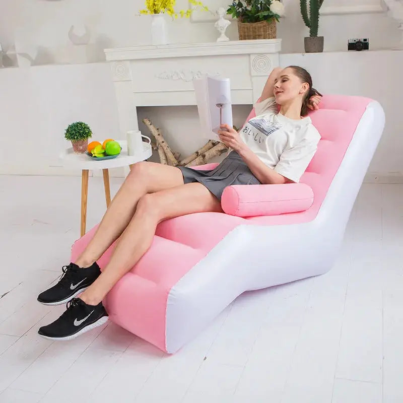 Inflatable Lazy Sofa | S Shaped Ergonomic Recliner | Flocking PVC | For Kids from PriceLows™