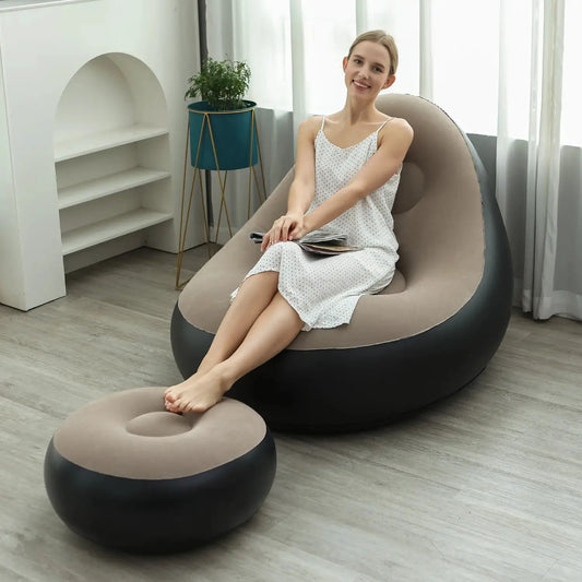 Inflatable Lounge Chair | L-Shaped with Footstool | PriceLows™