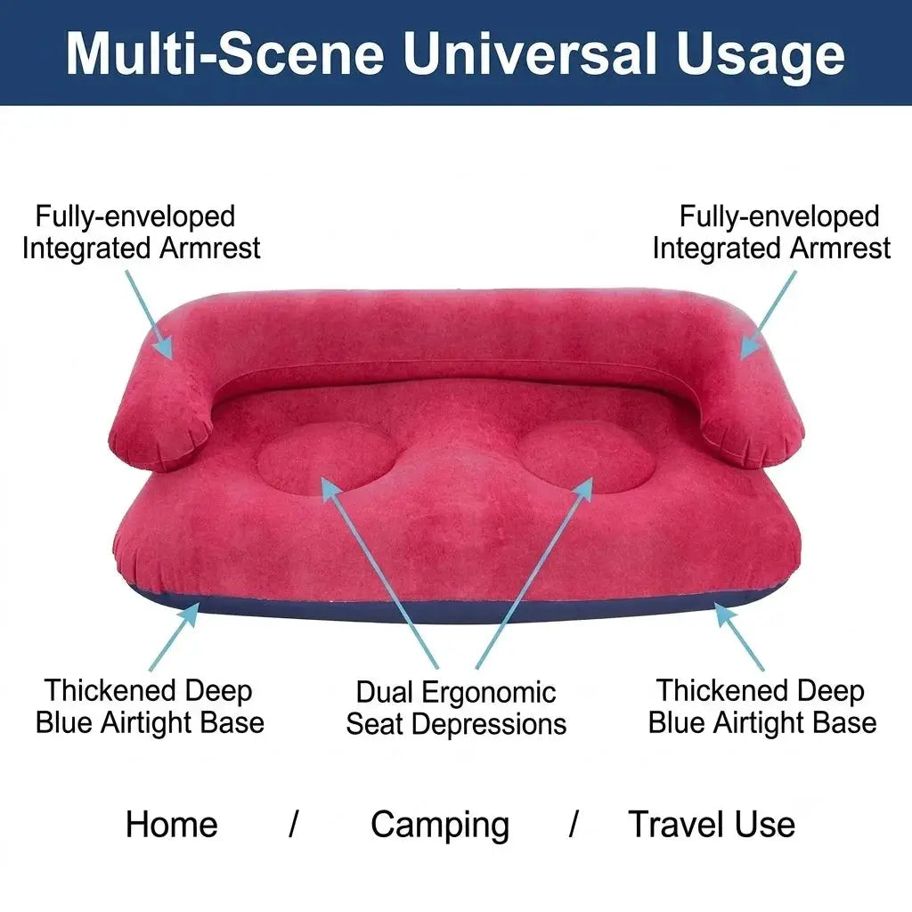 2 Person Inflatable Sofa Couch Portable Foldable Air Couch with Armrest Flocked Outdoor Camping Home Leisure Inflatable Lounge C from PriceLows™
